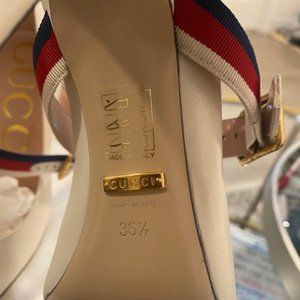 Gucci Cream Leather Sylvie Mary Jane Pumps